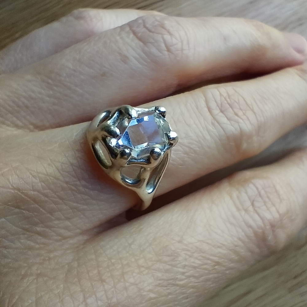 Sterling Silver Herkimer Diamond (Quartz) Ring Size 5.5